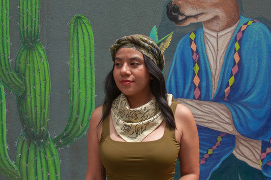 Paliacate "Máscaras" verde / negro