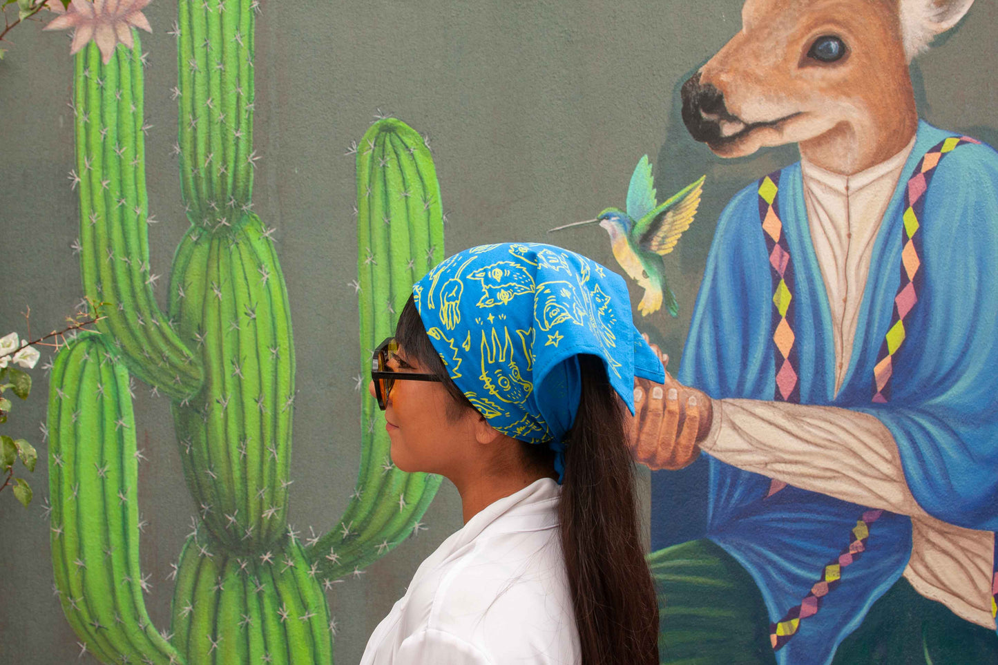 Paliacate "Máscaras" azul / verde