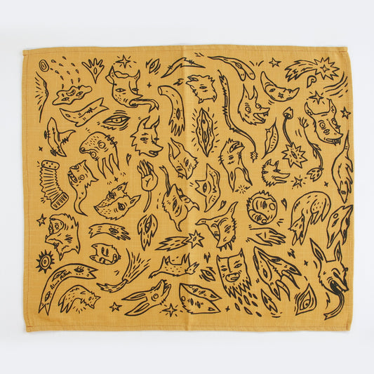 Paliacate "Máscaras" color amarillo ocre