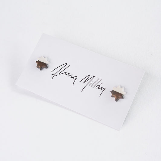 Aretes broquel destello negro con blanco