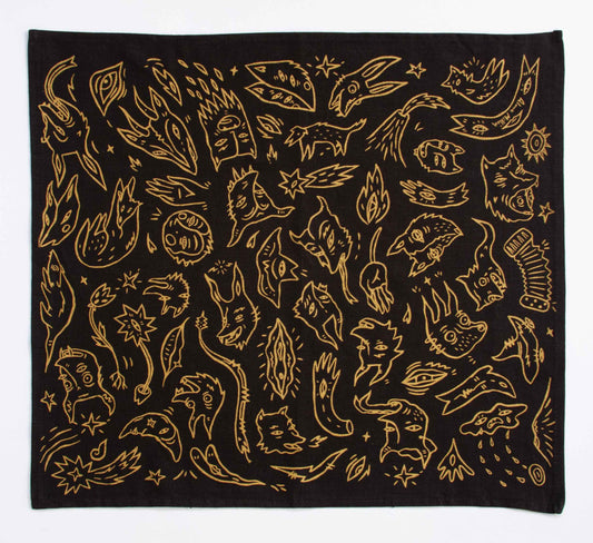 Paliacate "Máscaras" Negro / dorado